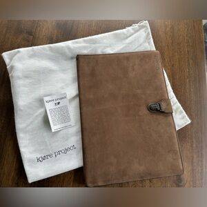 NEW Italian Brown Suede Leather Document Folio with Clasp and Dust Cover
